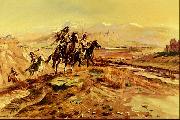Charles M Russell Intruders USA oil painting artist